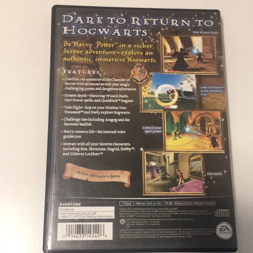 E A GAMES PLAYSTATION 2 HARRY POTTER AND THE CHAMBER OF SECRETS RATED E.